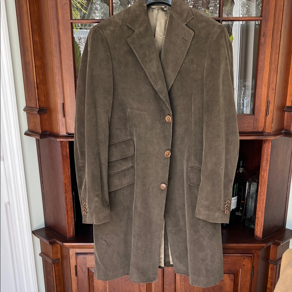 Burberry Green/Gray Corduroy Outerwear. Made in Italy